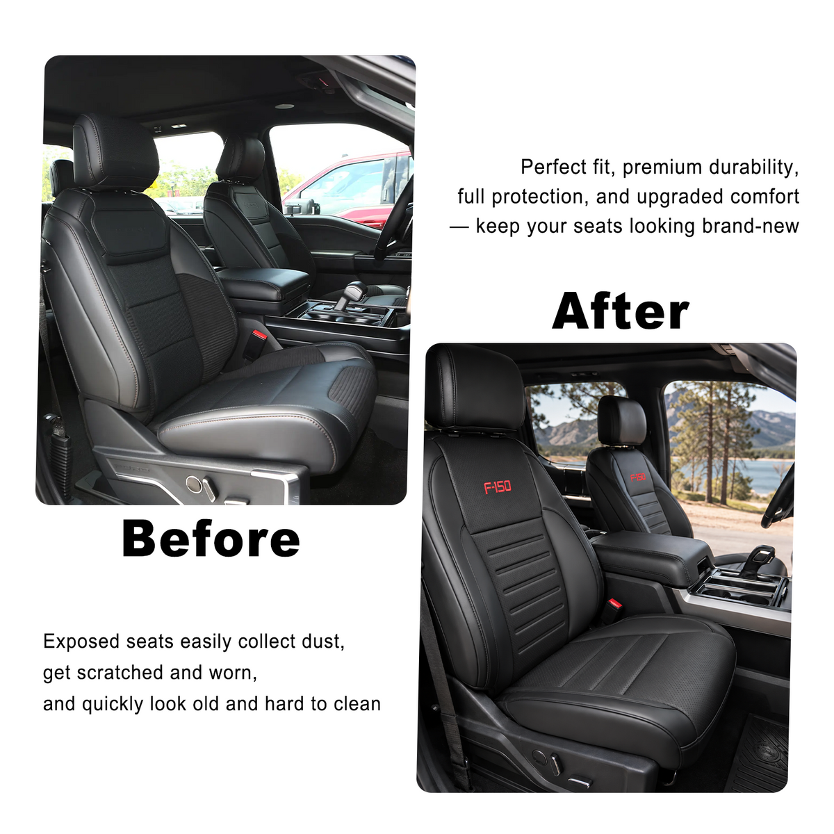 F-150 Seat Covers NAPPA Leather Interior Seat Protector with F-150 Style for Ford