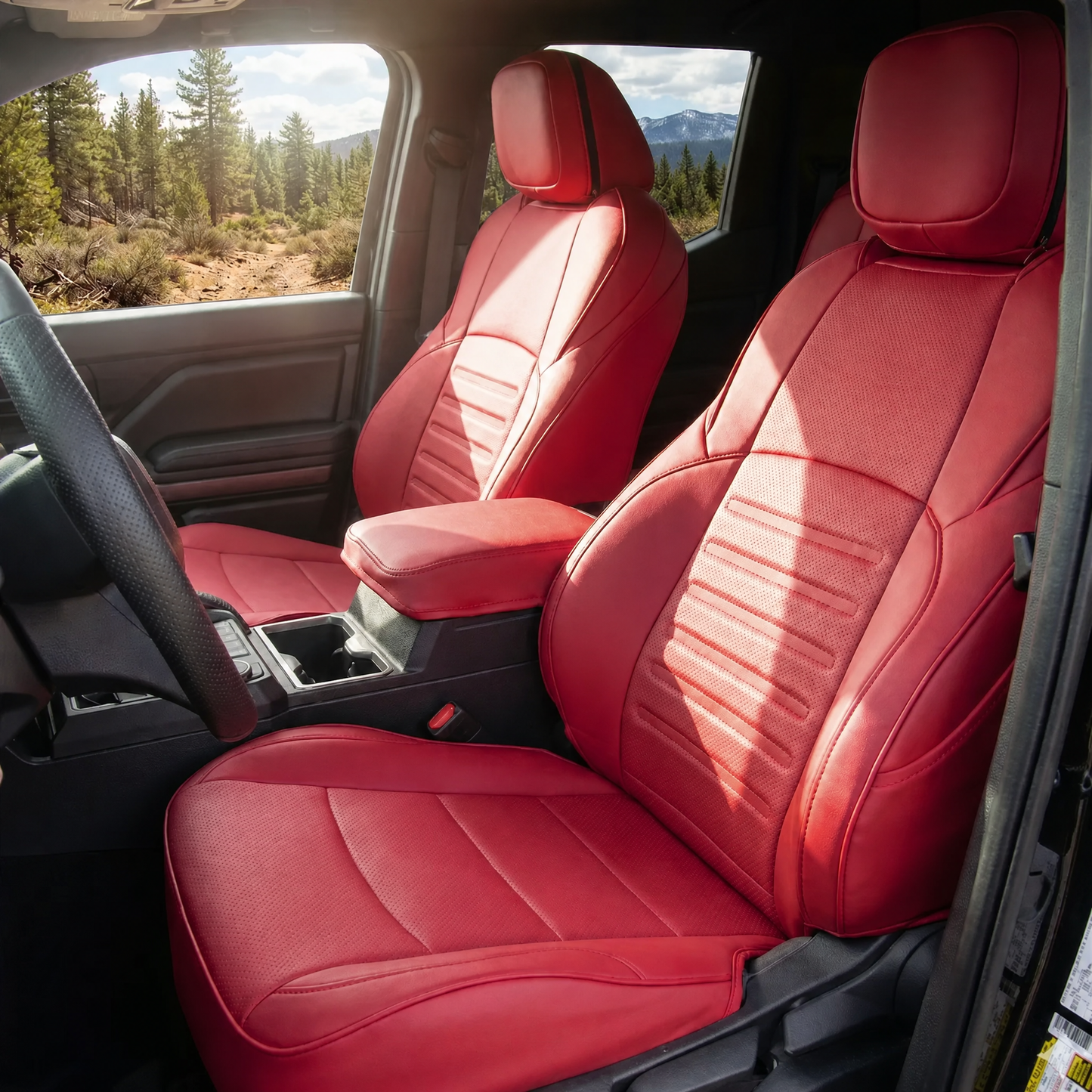 Tacoma /4Runner Seat Covers Full Coverage Embossed Seat Protector with TRD Letter Style for Toyota