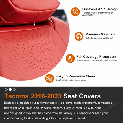 Tacoma 3rd Gen Seat Covers Embossed Seat Protectors with TRD Style for Toyota