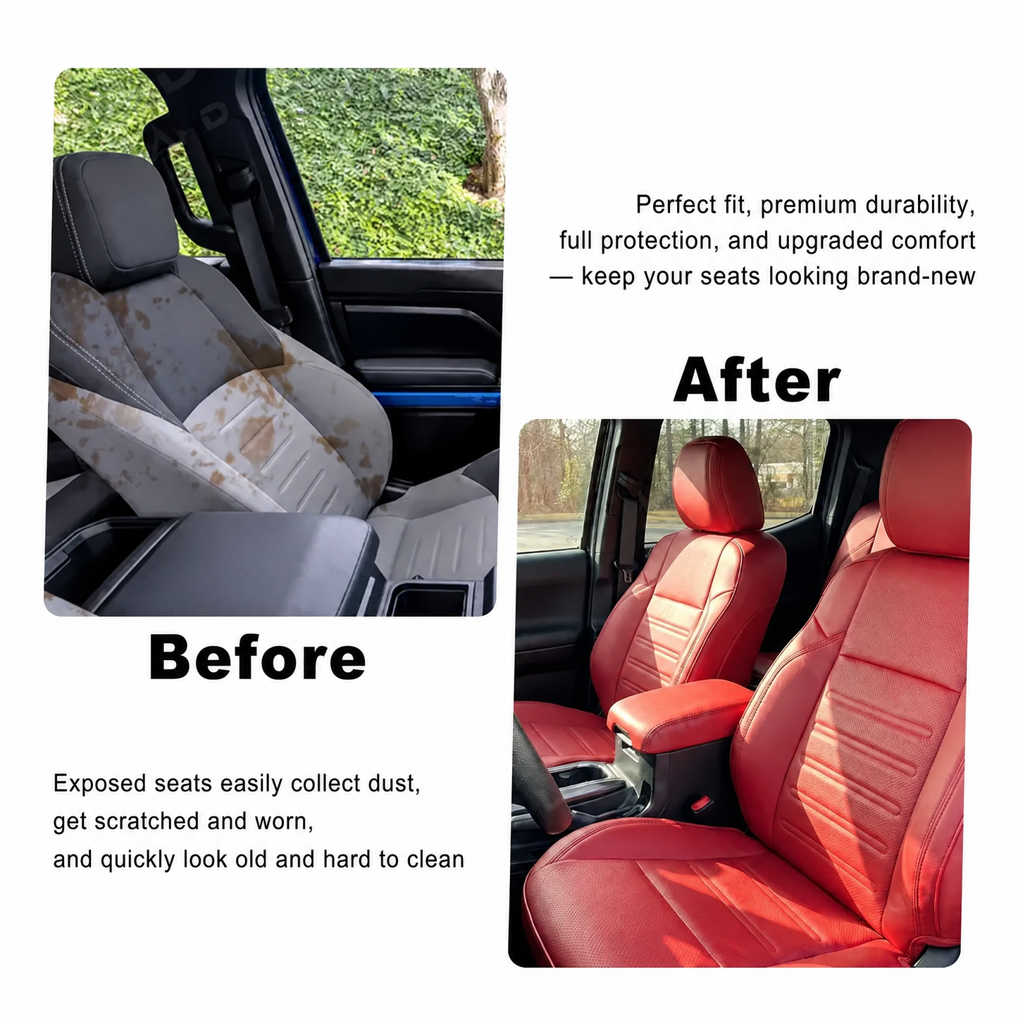 Tacoma 3rd Gen Seat Covers Embossed Seat Protectors with TRD Style for Toyota