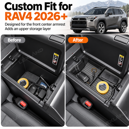 RAV4 Center Console Organizer Tray Anti-Slip ABS Armrest Storage Box for Toyota