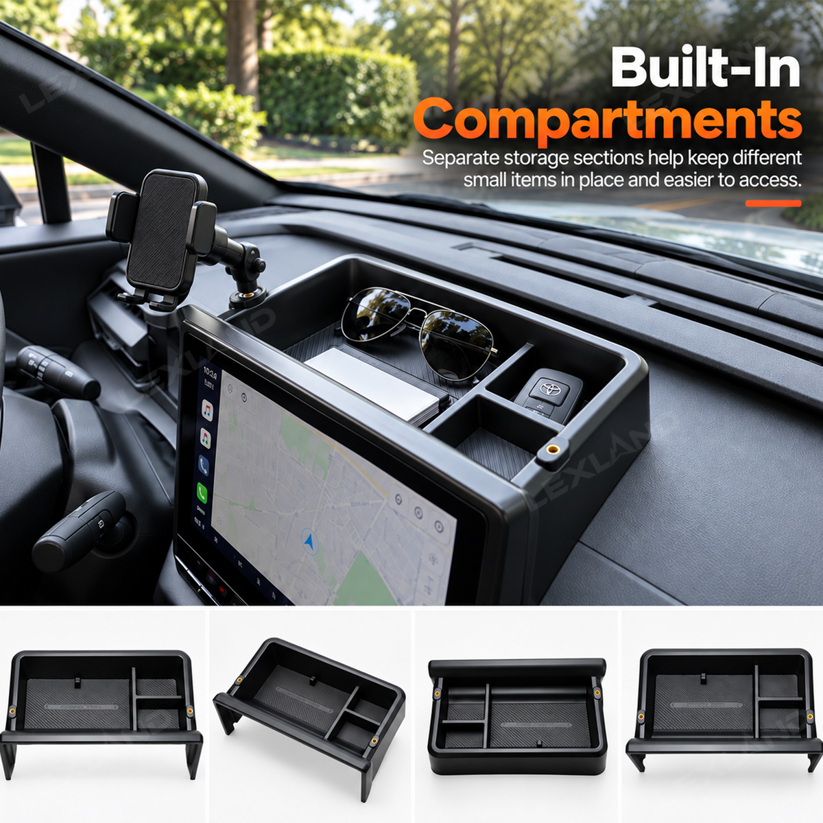 RAV4 Dashboard Storage Box Behind Screen Storage Tray Center Console Organizer for Toyota