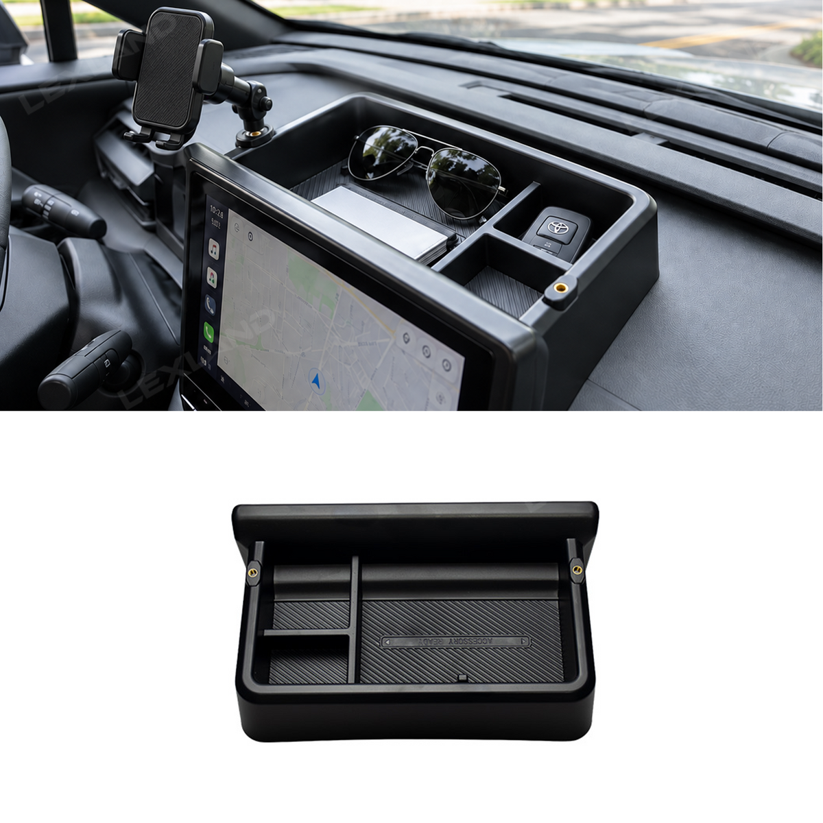RAV4 Dashboard Storage Box Behind Screen Storage Tray Center Console Organizer for Toyota