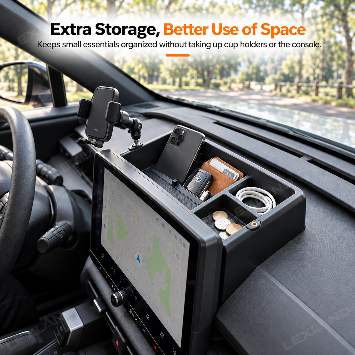 RAV4 Dashboard Storage Box Behind Screen Storage Tray Center Console Organizer for Toyota