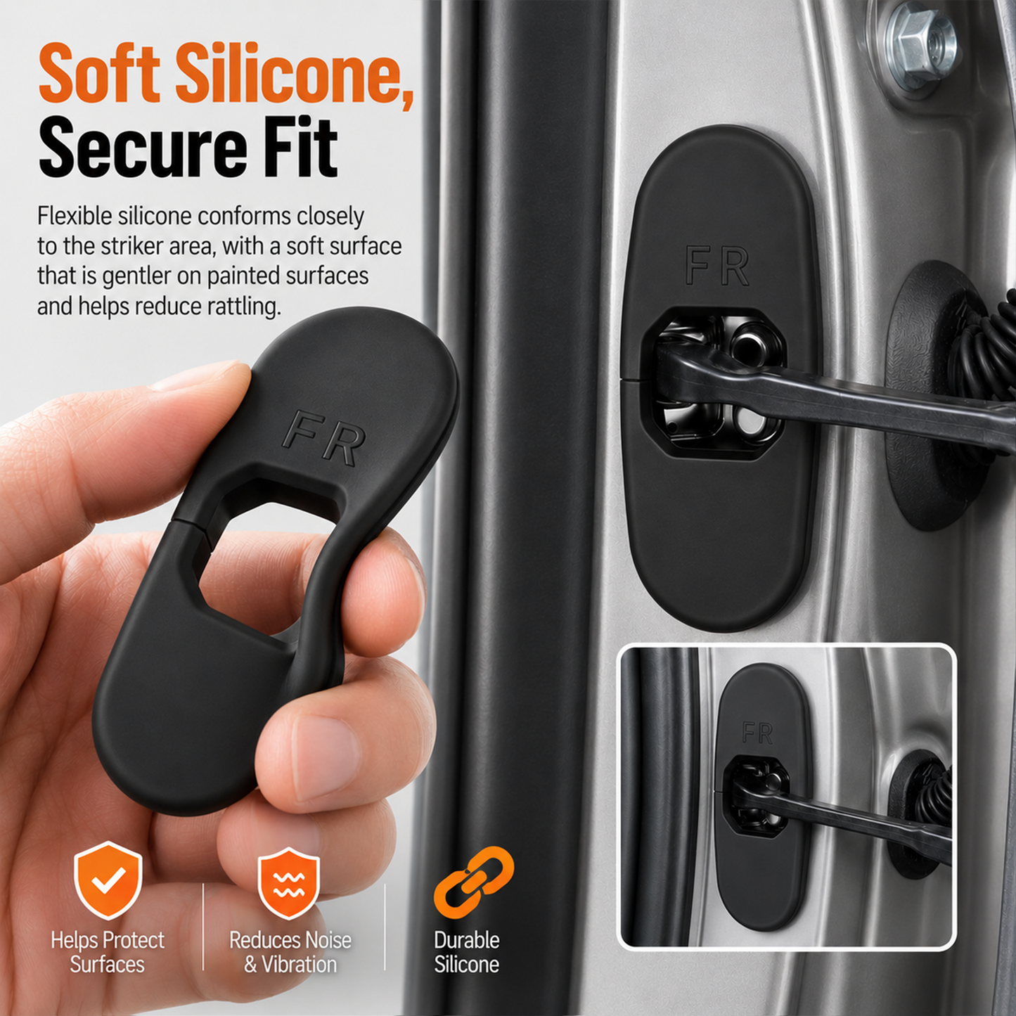 RAV4 Door Lock Covers Silicone Door Latch Striker Cover Dust & Rust Protection Covers 4PCS for Toyota