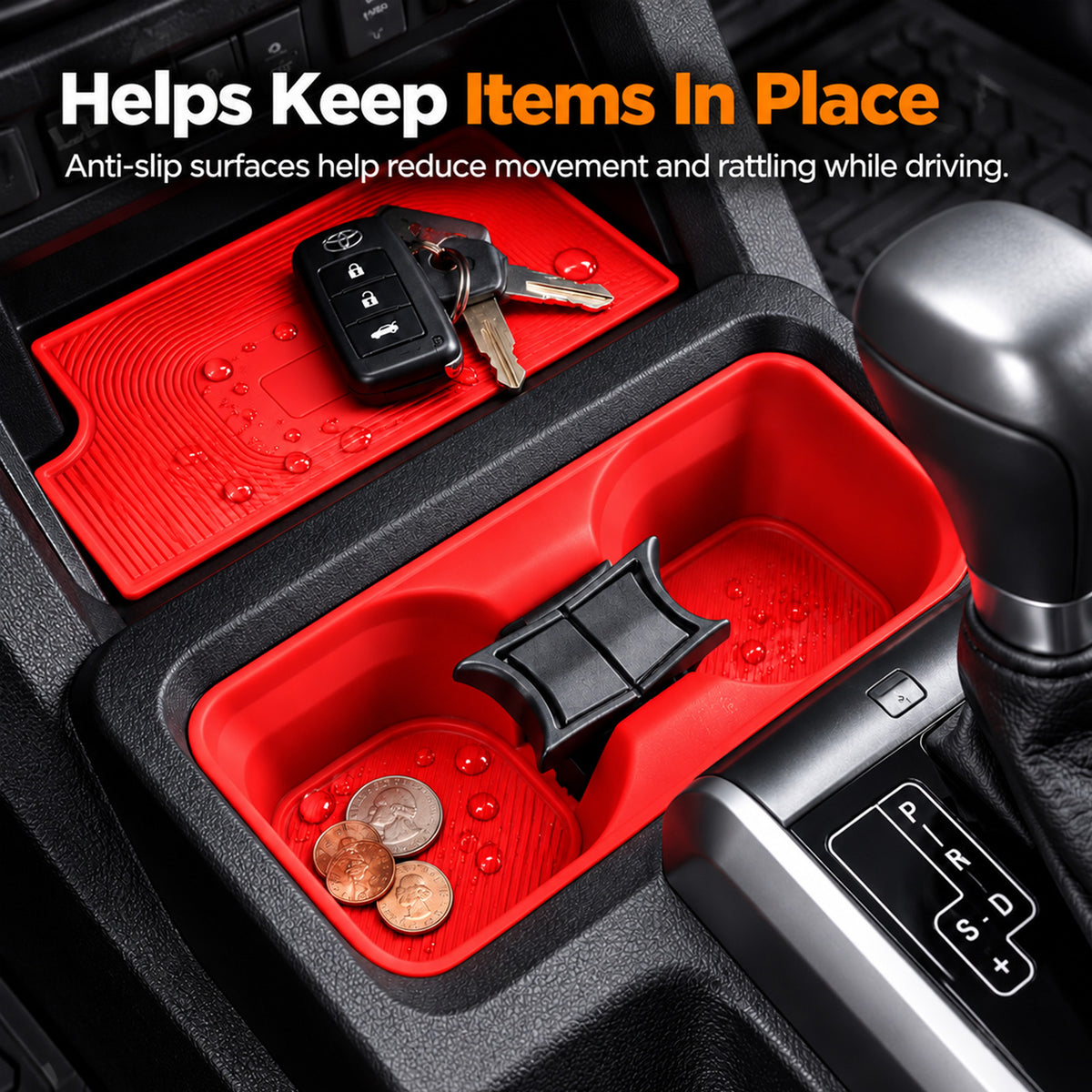 Tacoma 3rd Gen Interior Silicone Liner Insert Interior Door Storage Mat Set Cup Holder & Console Inserts