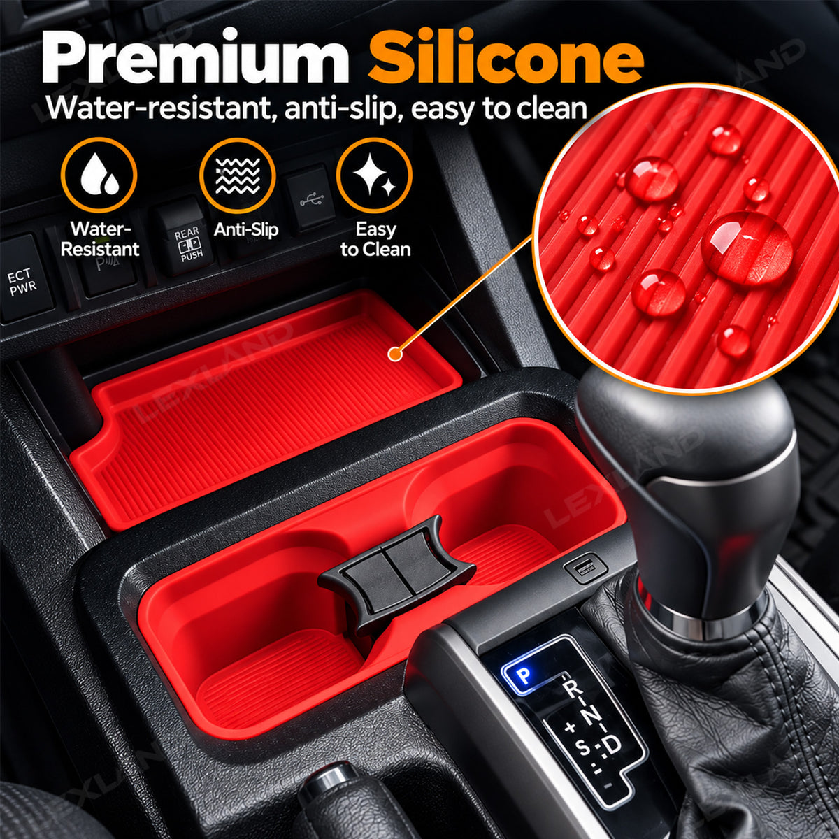 Tacoma 3rd Gen Interior Silicone Liner Insert Interior Door Storage Mat Set Cup Holder & Console Inserts