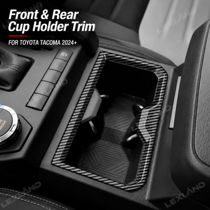 Tacoma Front & Rear Cup Holder Trim ABS Drink Holder Overlay 2PCS for Toyota