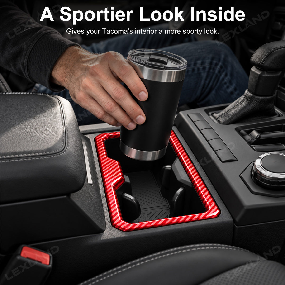 Tacoma Front & Rear Cup Holder Trim ABS Drink Holder Overlay 2PCS for Toyota