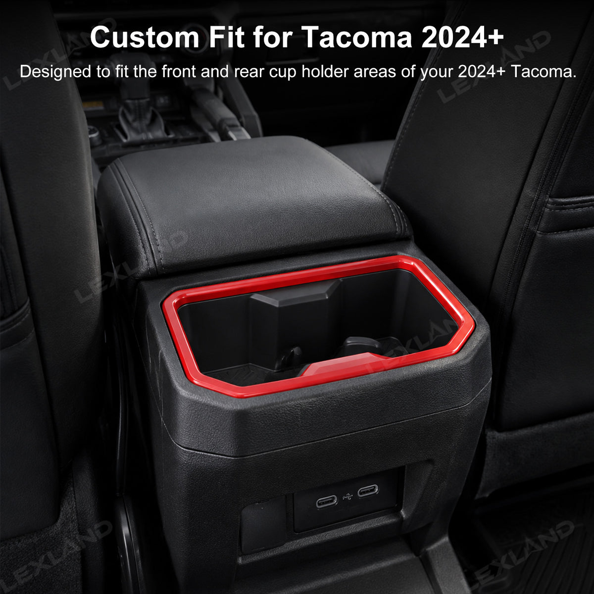 Tacoma Front & Rear Cup Holder Trim ABS Drink Holder Overlay 2PCS for Toyota