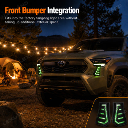 Tacoma RGB Daytime Running Lights LED Fang Lights with Sequential Turn Signals 2PCS for Toyota