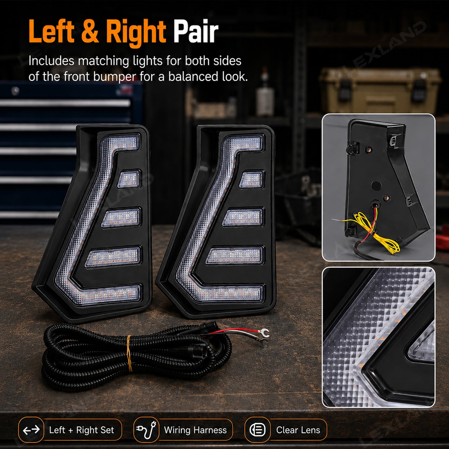 Tacoma RGB Daytime Running Lights LED Fang Lights with Sequential Turn Signals 2PCS for Toyota