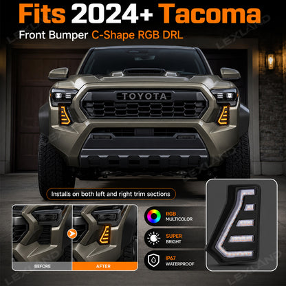 Tacoma RGB Daytime Running Lights LED Fang Lights with Sequential Turn Signals 2PCS for Toyota