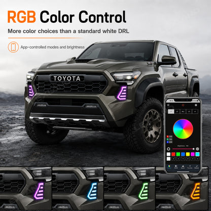 Tacoma RGB Daytime Running Lights LED Fang Lights with Sequential Turn Signals 2PCS for Toyota