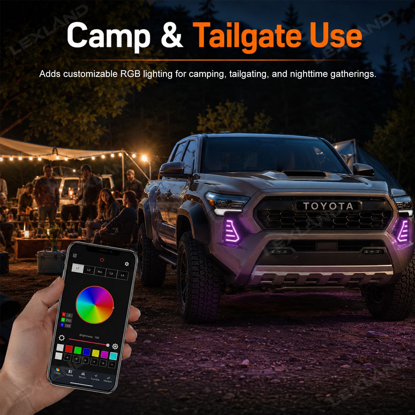 Tacoma RGB Daytime Running Lights LED Fang Lights with Sequential Turn Signals 2PCS for Toyota