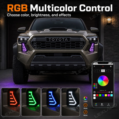 Tacoma RGB Daytime Running Lights LED Fang Lights with Sequential Turn Signals 2PCS for Toyota