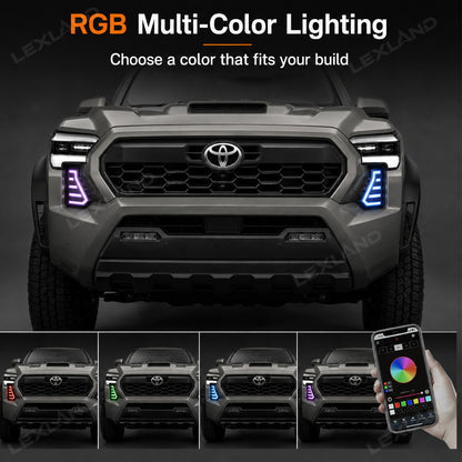 Tacoma RGB Daytime Running Lights LED Fang Lights with Sequential Turn Signals 2PCS for Toyota