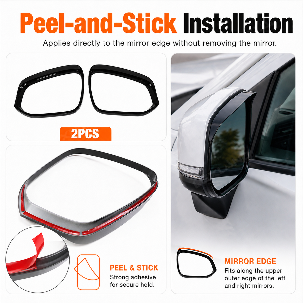 Tacoma/4Runner Side Mirror Rain Guards ABS Side Mirror Rain Deflector Cover Trim 2PCS for Toyota