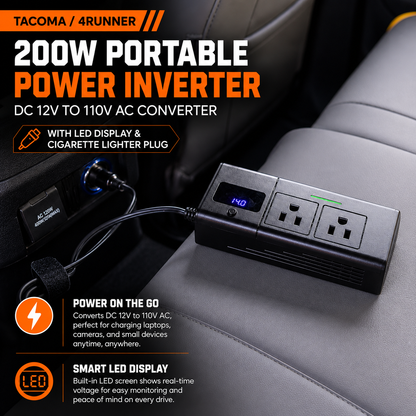 Tacoma/4Runner 200W Portable Power Inverter DC 12V to 110V AC Converter with LED Display & Cigarette Lighter Plug