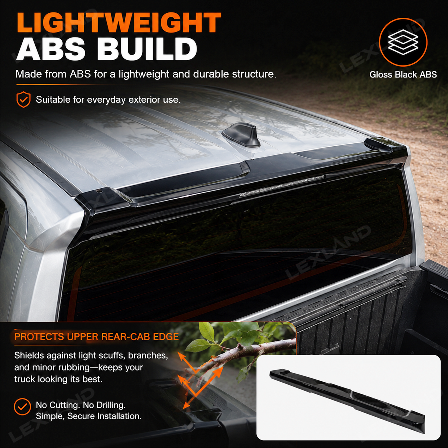 Tacoma Rear Roof Truck Spoiler Wing Rear Truck Splitter for Toyota
