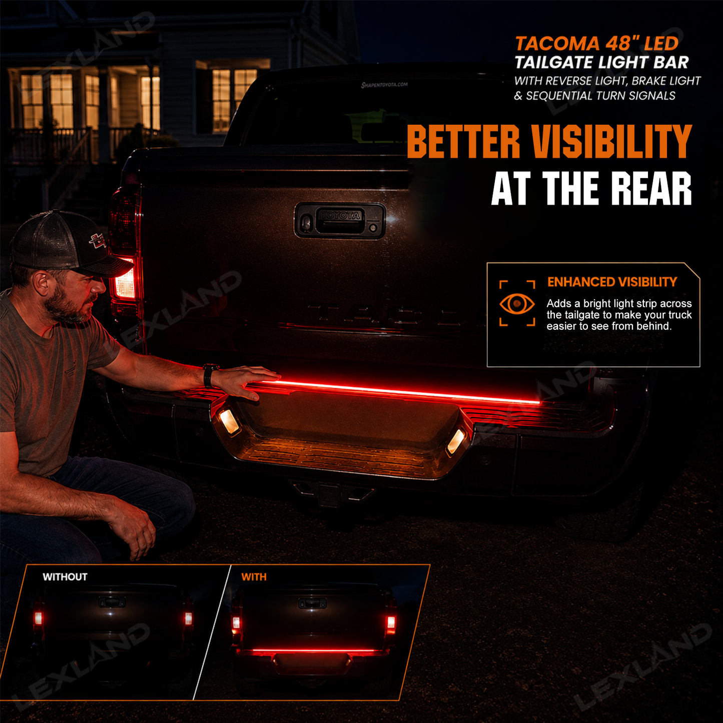 Tacoma/Tundra 48" LED Tailgate Light Bar with Reverse Light, Brake Light & Sequential Turn Signals