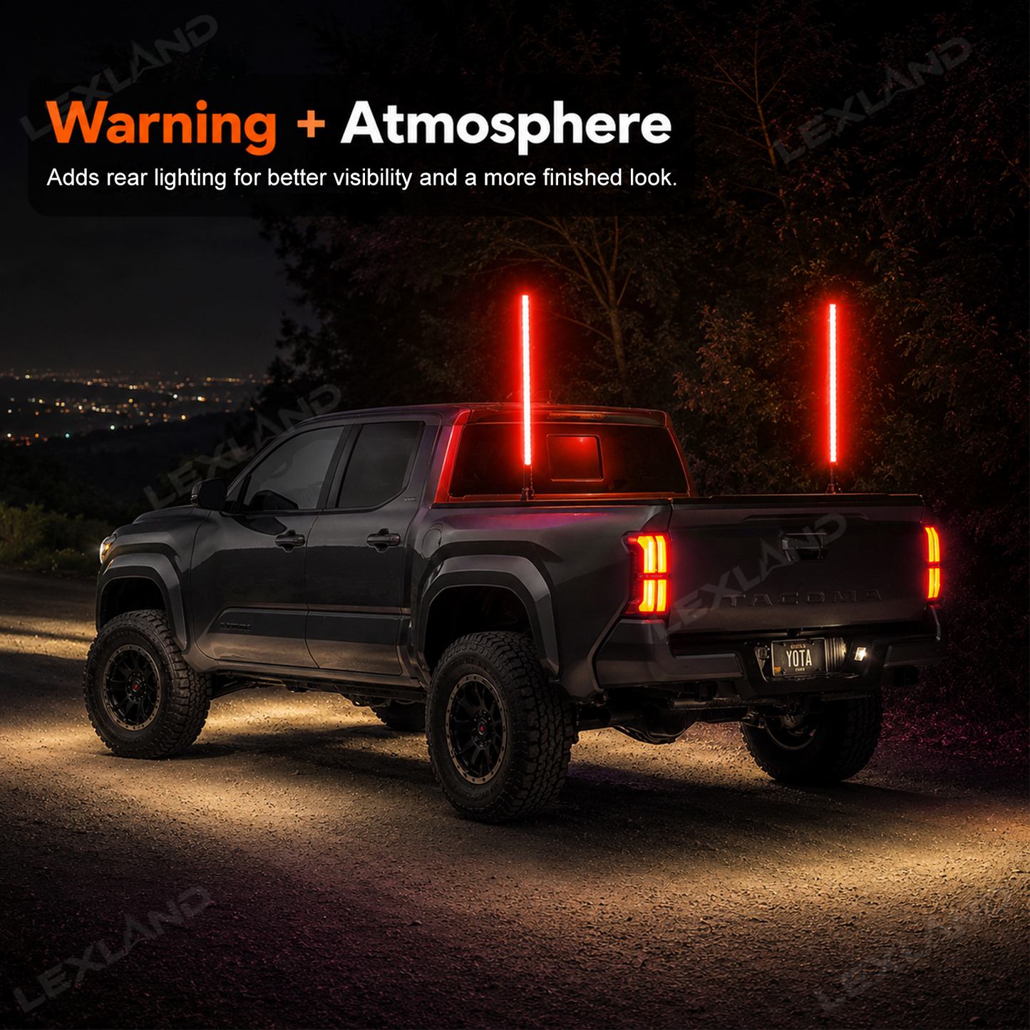 Tacoma LED Bed Whip Lights with Mounting Brackets 2FT RGB Truck Bed Mounted Whip Poles