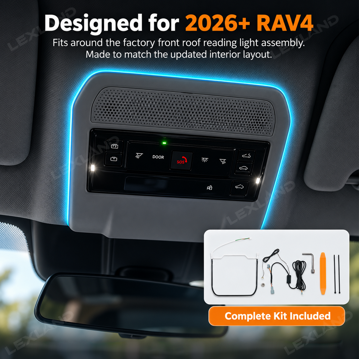 RAV4 RGB Reading Light 72-Color Overhead Lamp Interior Ambient Lighting for Toyota