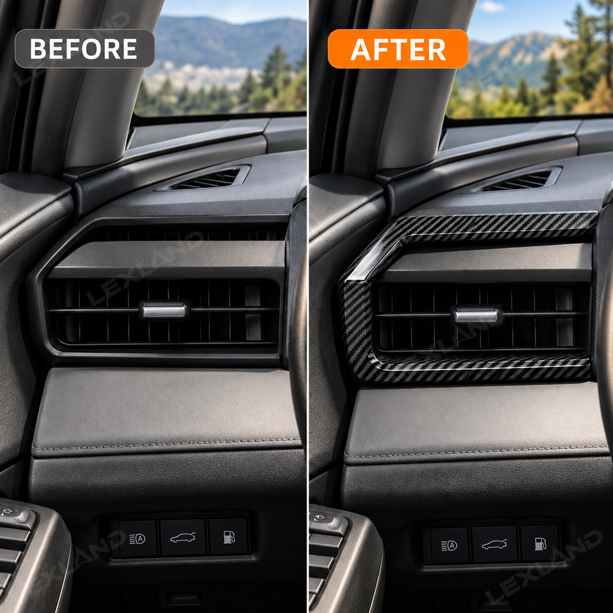 RAV4 Front Side Air Vent Outlet Covers ABS Carbon Fiber Style Dashboard AC Vent Overlays 2PCS