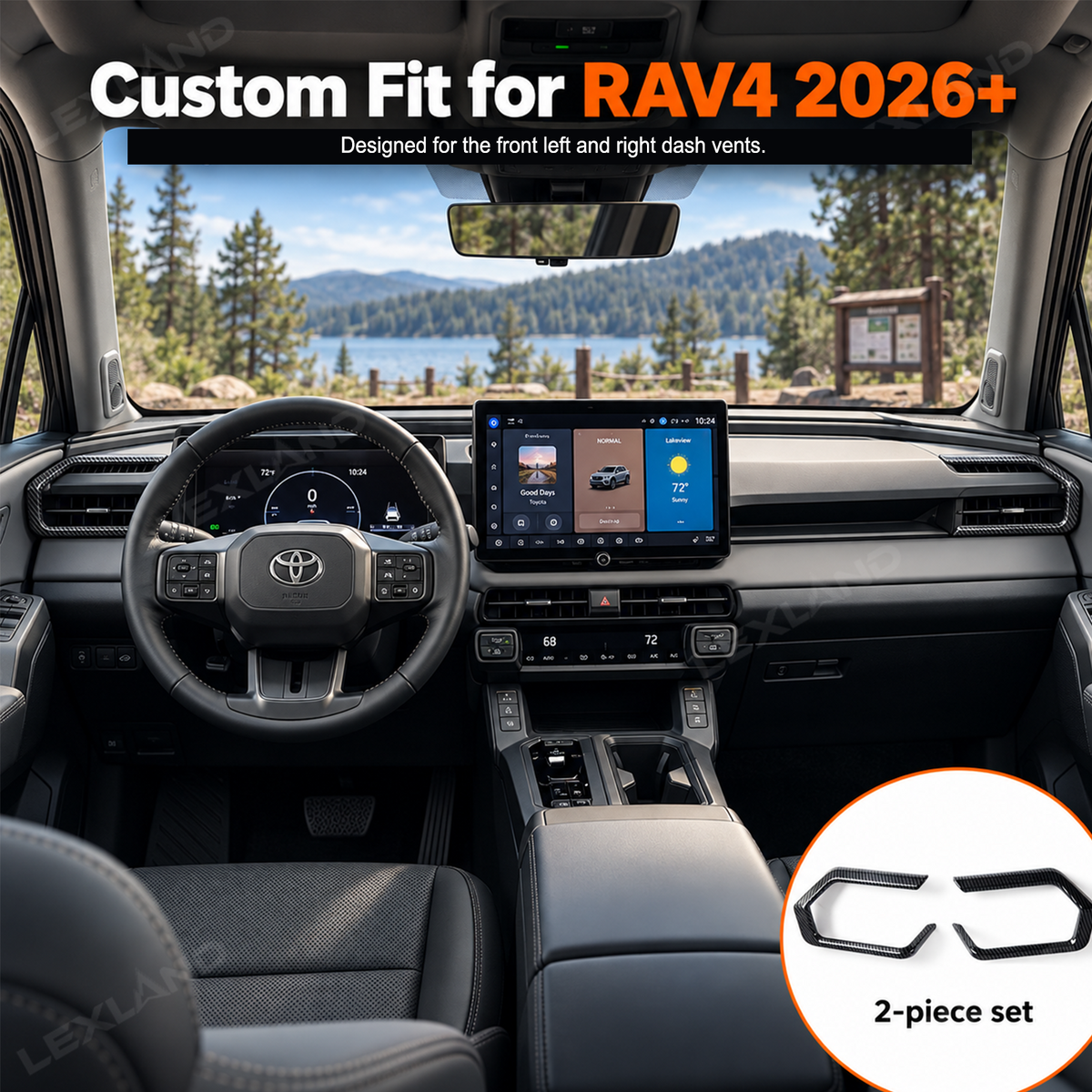 RAV4 Front Side Air Vent Outlet Covers ABS Carbon Fiber Style Dashboard AC Vent Overlays 2PCS