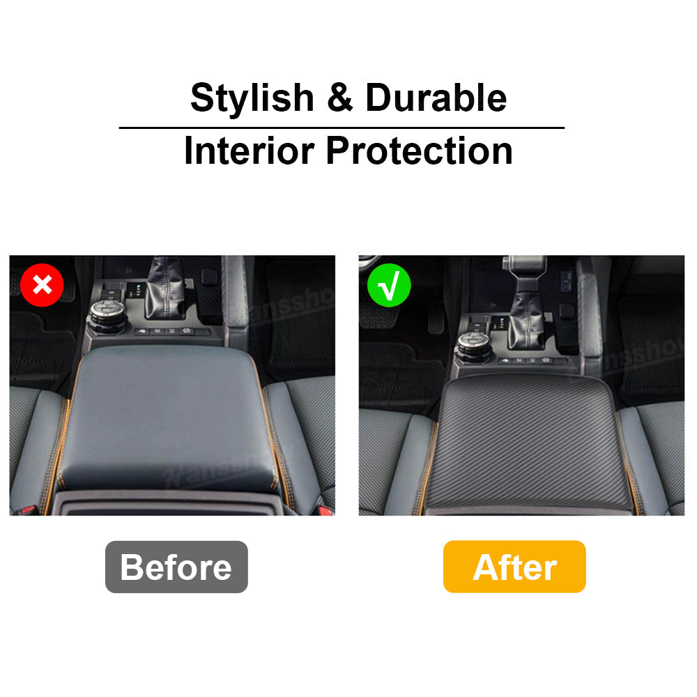 4Runner/Tacoma Center Console Cover ABS Carbon Fiber Style Armrest Box Cover Trim Protection for Toyota